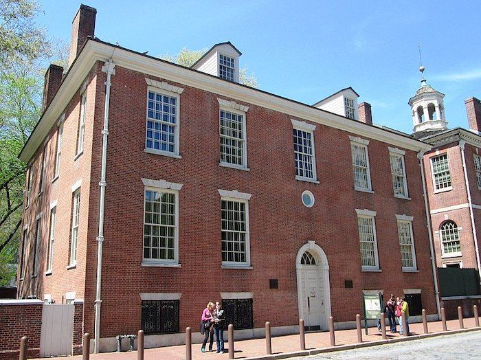 The headquarters of the American Philosophical Society, known as Philosophical Hall in Philadelphia PA 