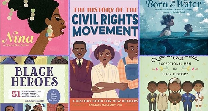 collage of Black history books for children