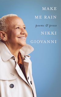 A graphic of the cover of Make Me Rain by Nikki Giovanni
