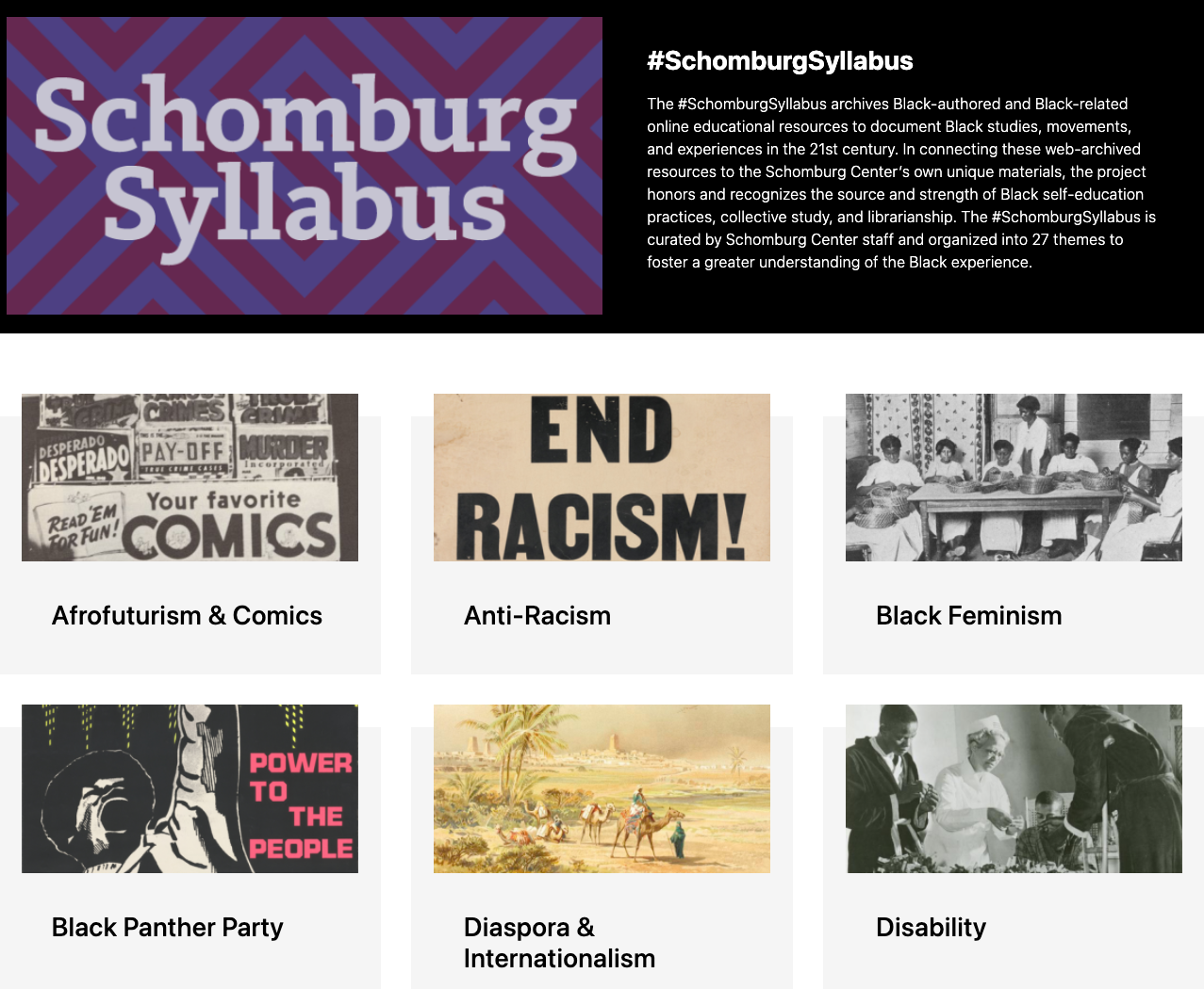 a screencap of #SchomburgSyllabus