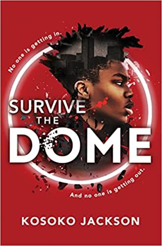 cover of Survive the Dome by Kosoko Jackson, an illustration of a Black teen with the outline of a city in his hair