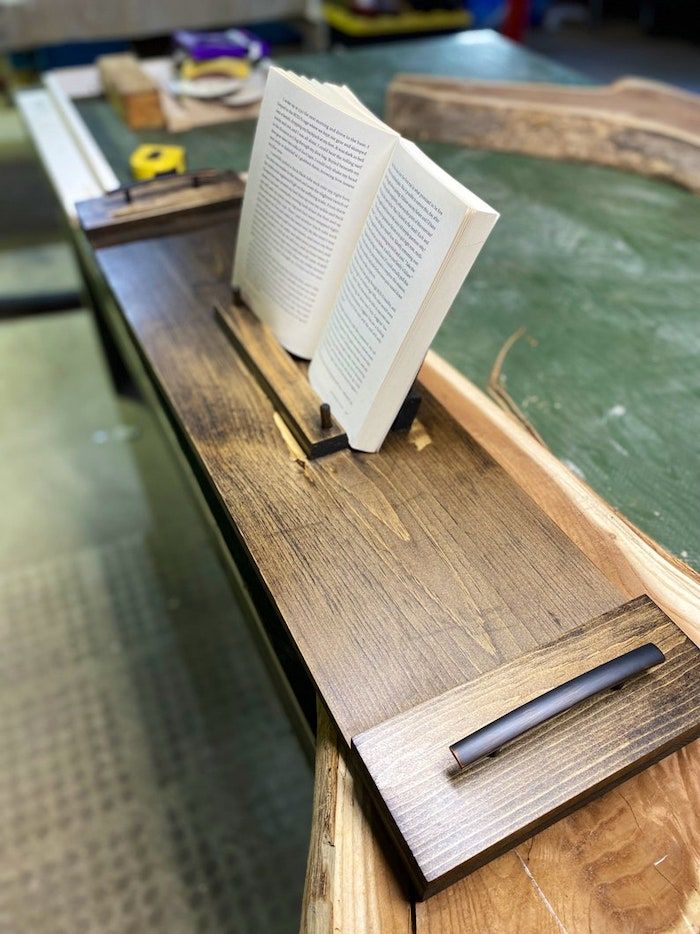 bath caddy with custom book holder