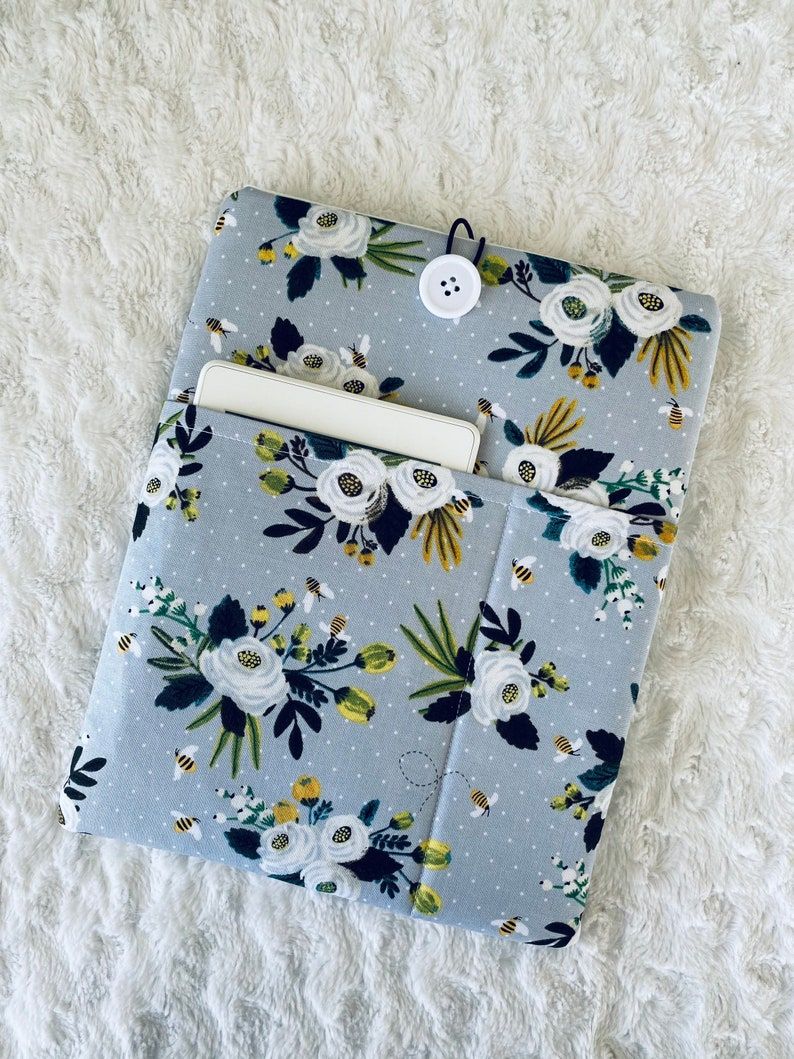 Blue, floral book sleeve