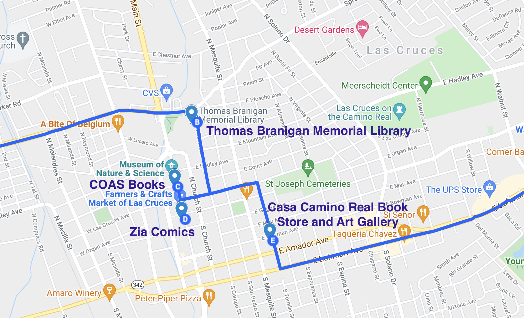 map of literary spots in las cruces new mexico 