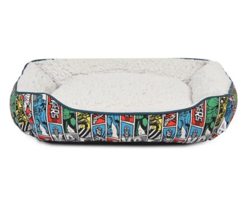 Image of a Marvel comics themed dog bed