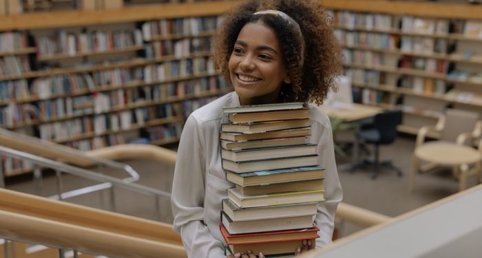 Teen Girl Book Stack 