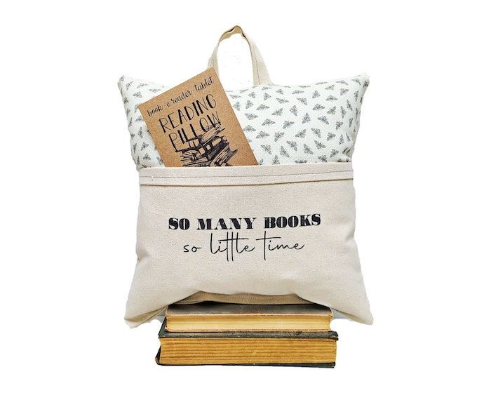 "So Many Books, So Little Time" book pillow