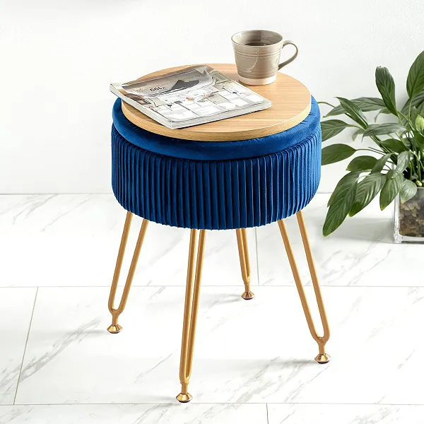 velvet storage ottoman