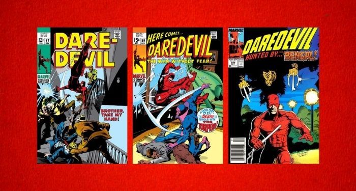 covers of three Daredevil comic books in which character Willie Lincoln makes an appearance