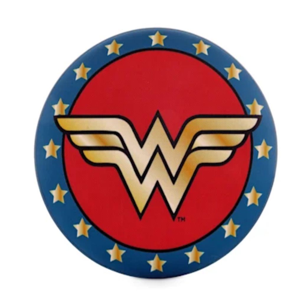 Round saucer toy with the Wonder Woman logo