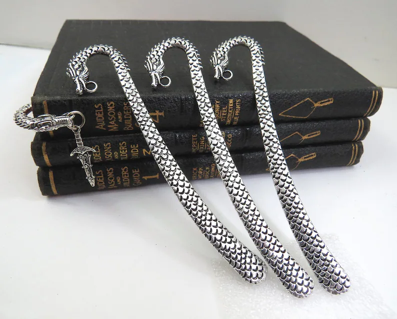 Etsy: Silver dragon bookmarks