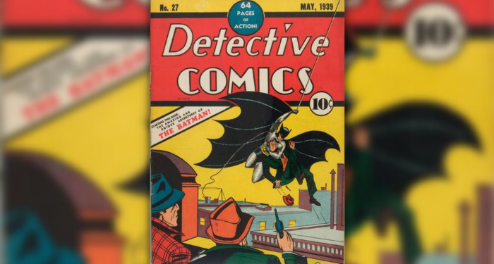 the cover of Detective Comics No. 27, showing the first appearance of "The Bat-man"