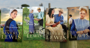 A collage of Beverly Lewis Amish fiction covers