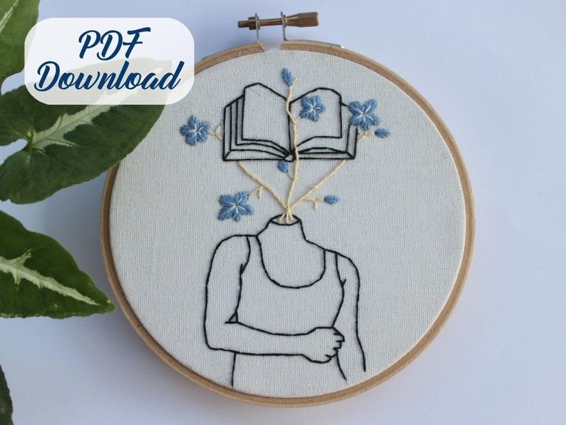 Open Book Hand Embroidery PDF Downloadable Pattern Tutorial