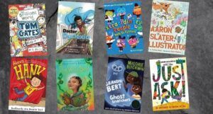 collage of dyslexia friendly children's books