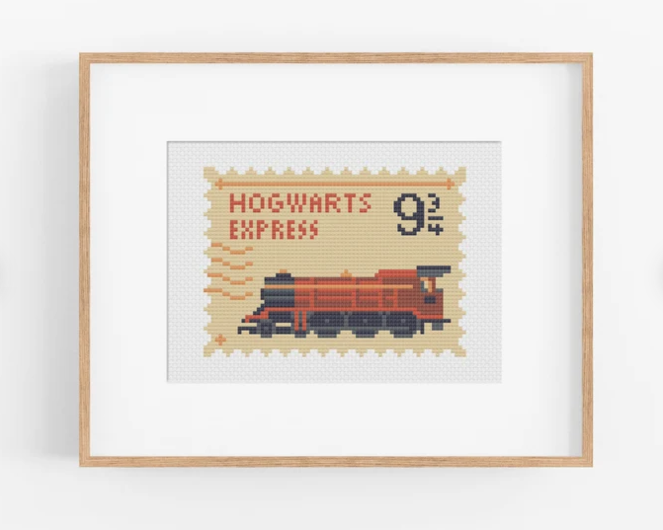 Hogwarts express postage stamp cross stitch pattern