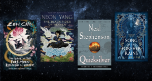the covers of the books listed against a starry background