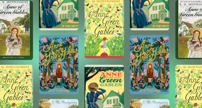 Collage of Book covers of ANNE OF GREEN GABLES by L.M Montgomery