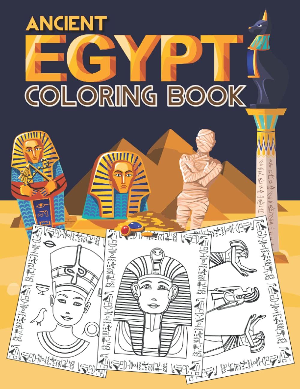 book cover of ancient egypt coloring book by hicham eramdani
