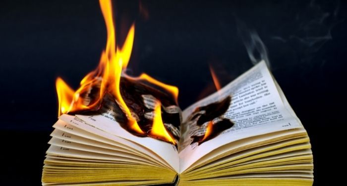 Image of a book on fire