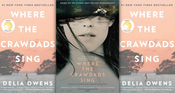 el póster de la película Where the Crawdads Sing junto a la portada del libro