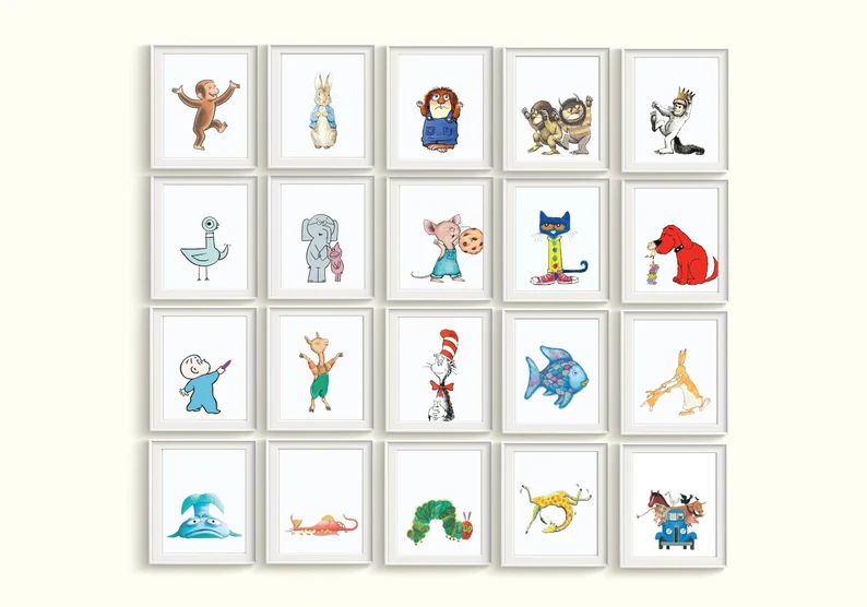 Children's book character print set 