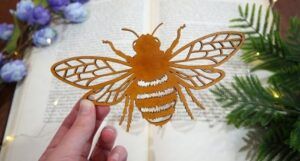 Image of a leather bee bookmark