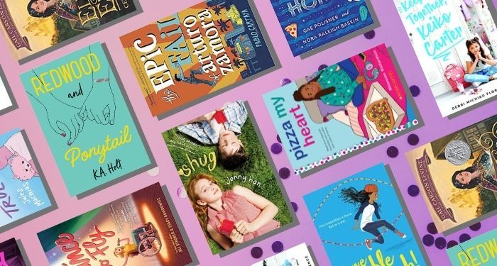 collage of 10 covers of middle school romance books