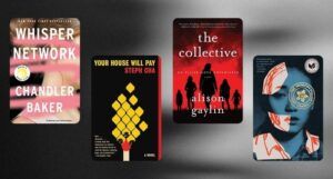 collage of four covers of mystery ebooks on sale