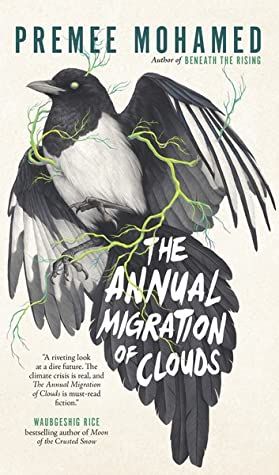 cover of The Annual Migration of Clouds; illustration of a black and white bird with plant vines growing out of its body