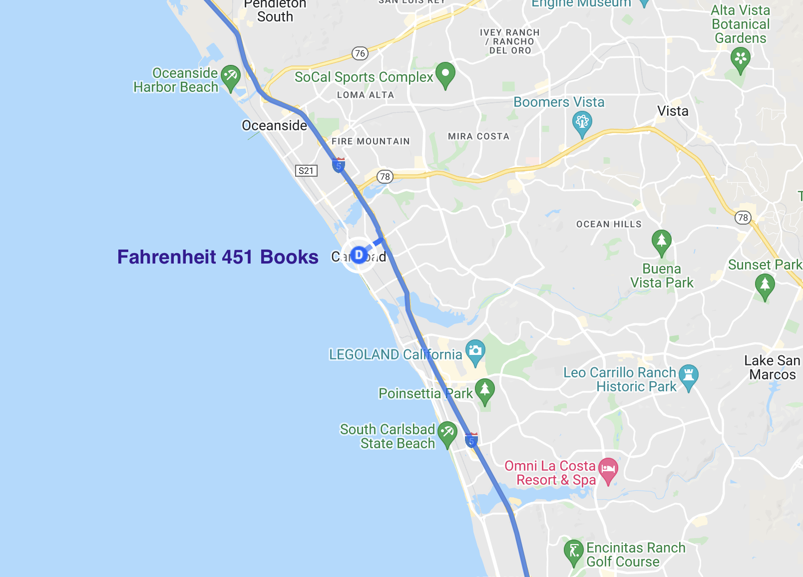 map of literary spots in carlsbad california