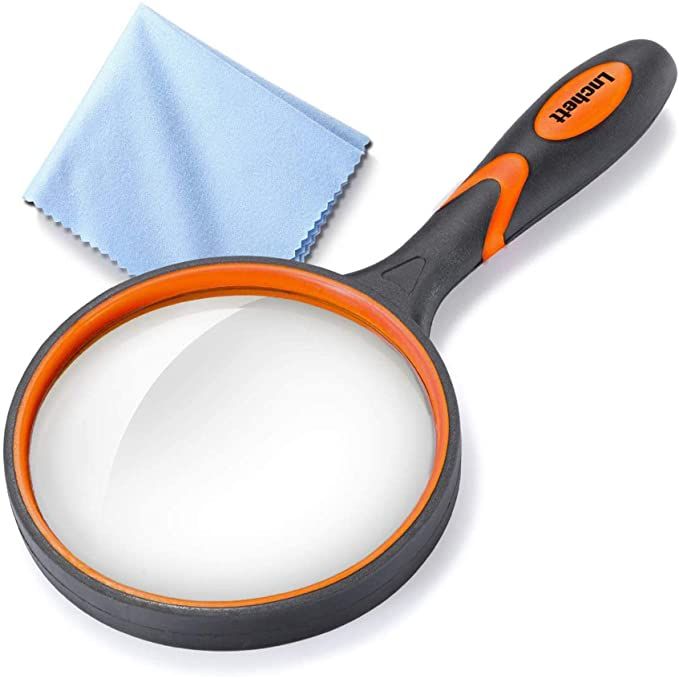Dicfeos Magnifying Glass 10X Handheld Reading Magnifier with Cleaning Cloth