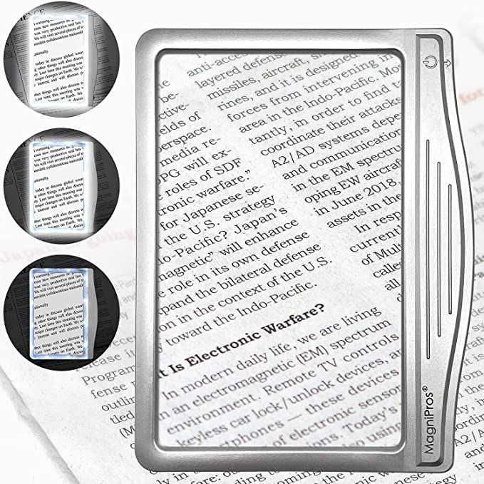 MagniPros 3X Large Ultra Bright LED Page Magnifier with 12 Anti-Glare Dimmable LEDs
