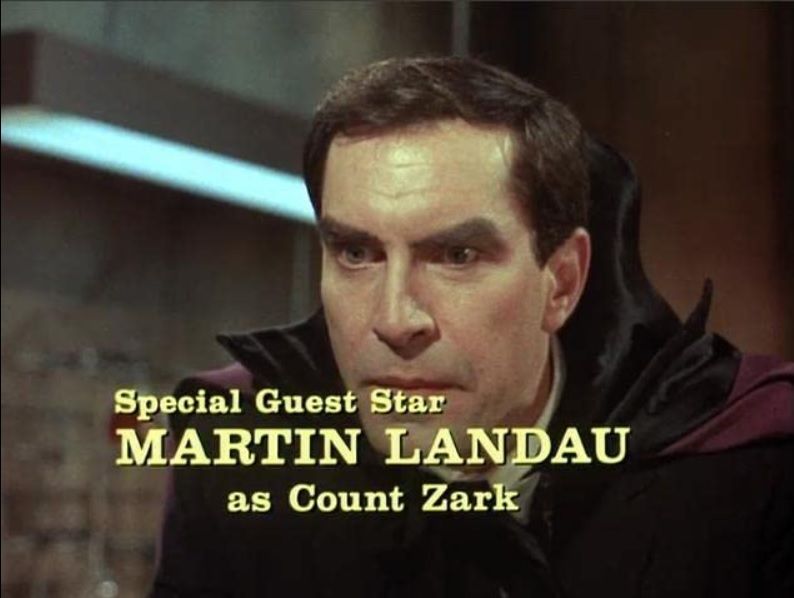 A still shot from The Man from U.N.C.L.E.'s opening credits, showing Martin Landau as the episode's vampiric villain, Count Zark.