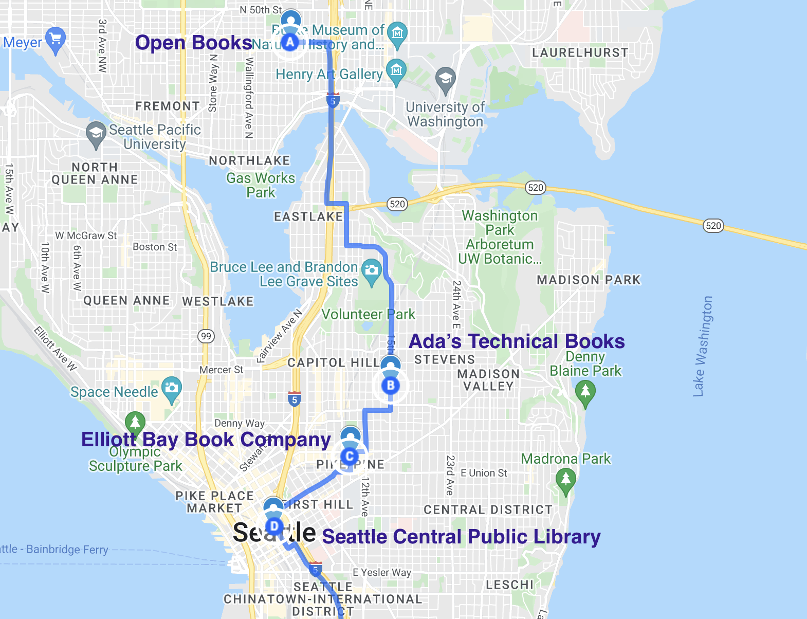 seattle washington literary road map