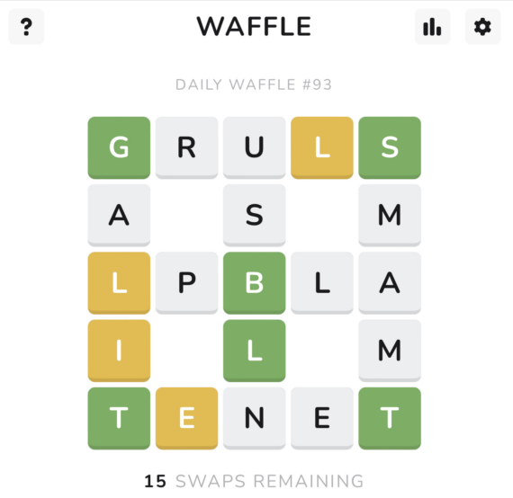 Waffle is a Wordle-like about swapping letters across a five-word grid