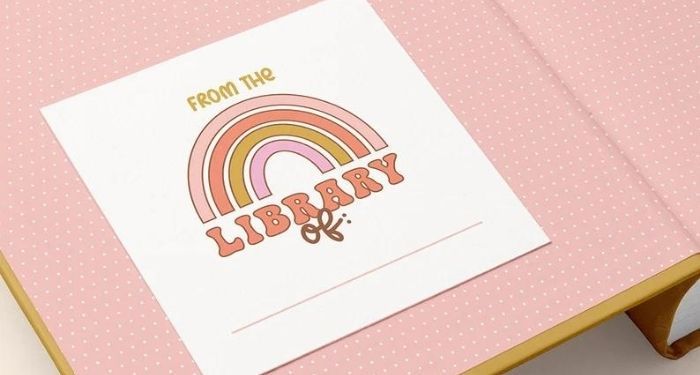 image of a rainbow book plate in pastel colors