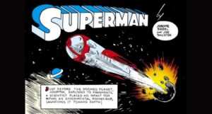 a superman panel showing Kal-El's rocket