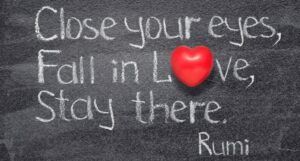 rumi quote on a chalkboard