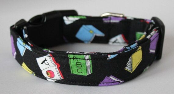 Black dog collar with ABC books