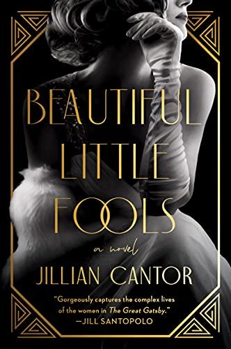 吉莉安·康托的《美丽的小傻瓜》封面;黑白形象的金发女子与鲍勃剪在晚礼服和手套