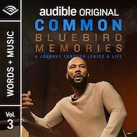A graphic of the cover of Bluebird Memories: A Journey Through Lyrics & Life by Common, Awoye Timpo, and NSangou Njikam
