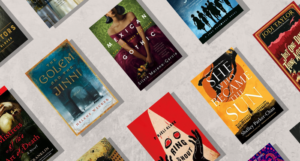 a collage of the genre-blending historical fiction books listed