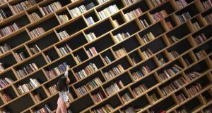 girl in library