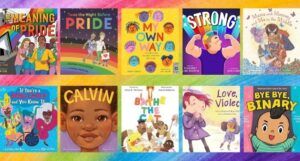 collage of 10 covers of LGBTQ+ picture books