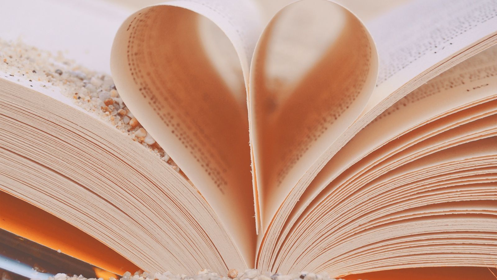 pages of a book curled into a heart shape