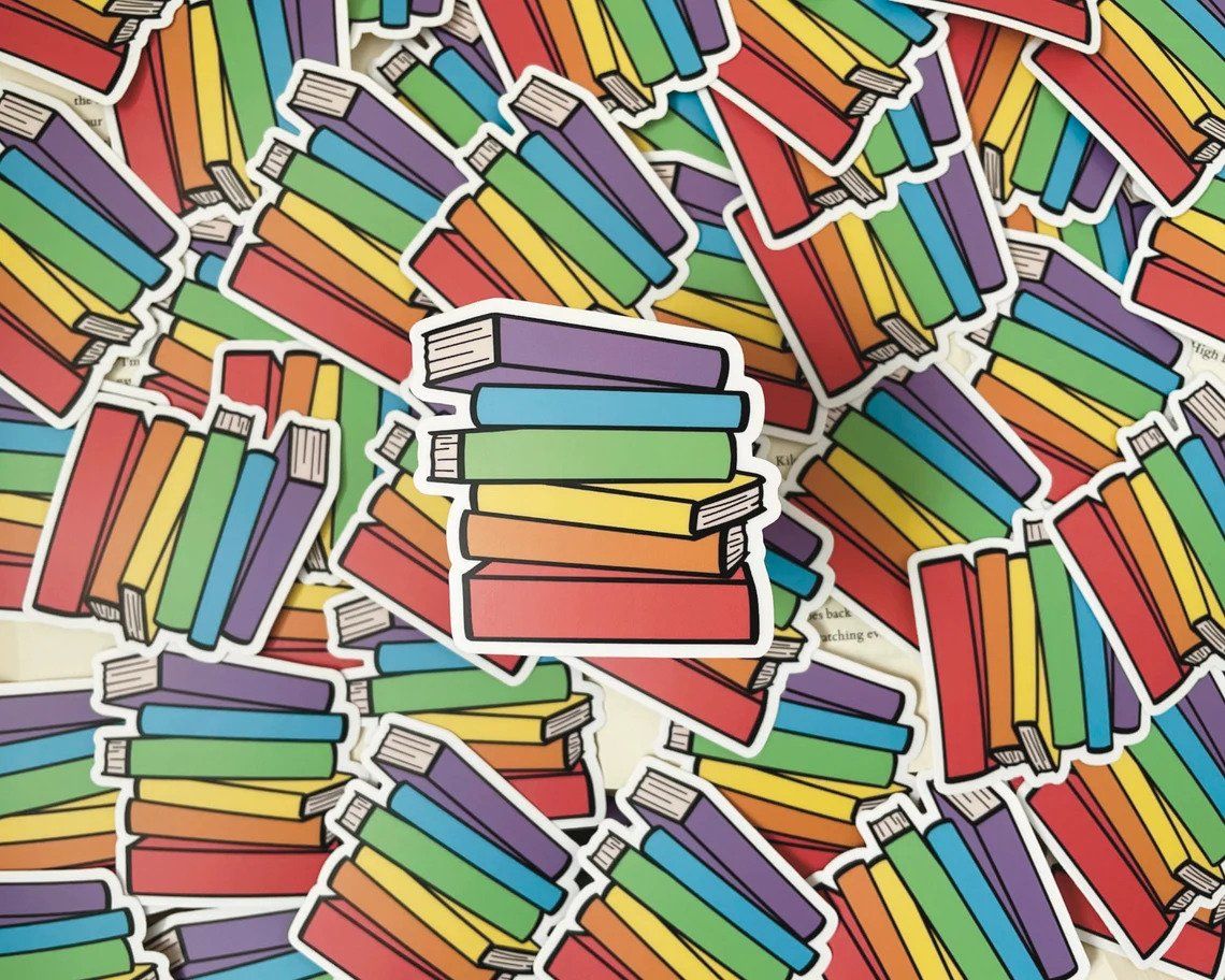 Rainbow Book Stack Stickers for Pride - 60