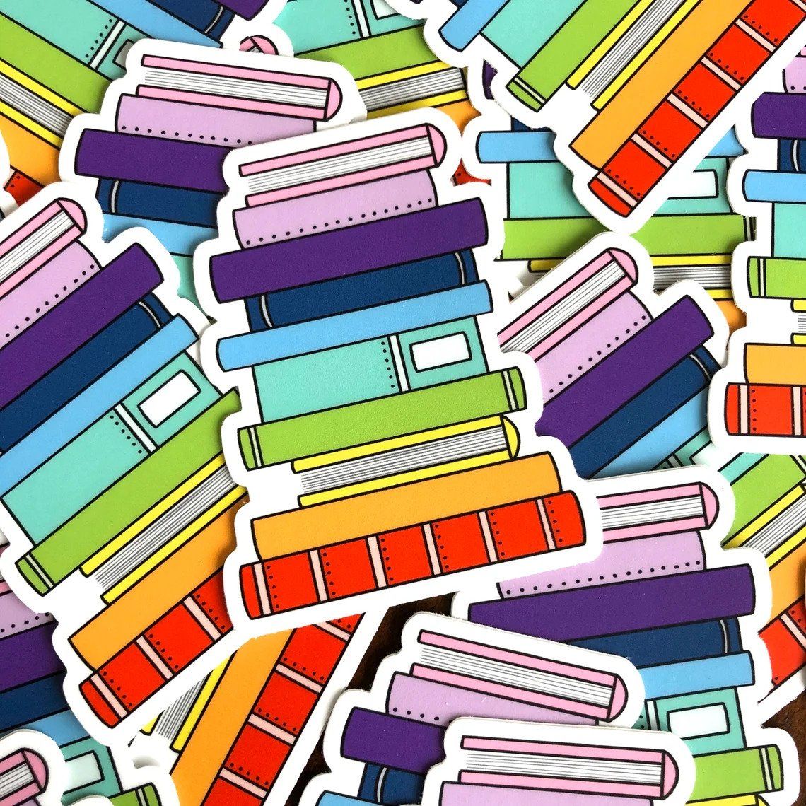 rainbow book stack