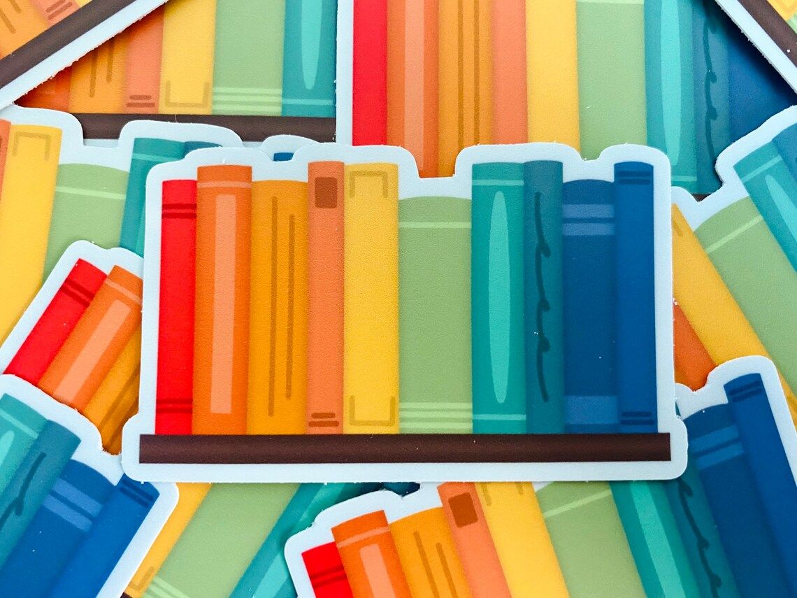 rainbow bookshelf sticker