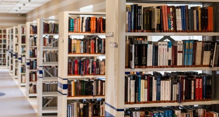 school library shelves